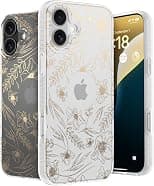 LONLI Hue - for iPhone 16 Case - Gold Floral Phone Case with [4 Airbag Cushioned Corners] - Cute, Unique and Aesthetic Shockproof Cover for Women and Girls - Best Deal Finder
