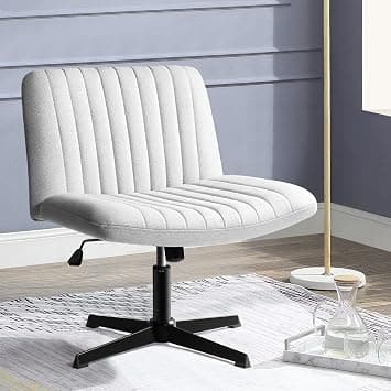 PUKAMI Cross Chair Comfortable Office Desk Chair Cross Legs No Wheels Modern Fabric Swivel Height Adjustable Mid Back Wide Home Office Computer Seat on Amazon.ae - Price Tracker