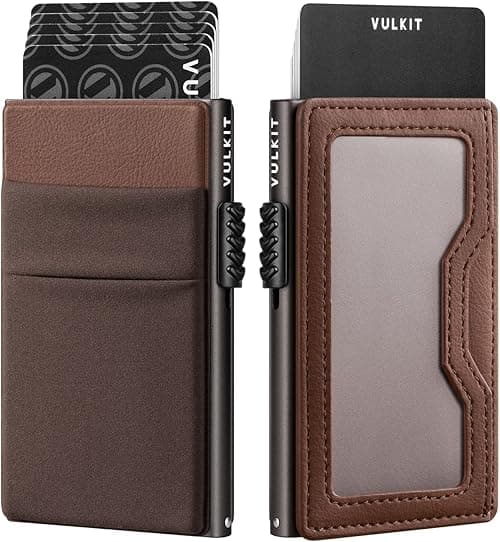 VULKIT Minimalist Wallet with ID Window & EDC Pocket Pop Up Card Holder RFID Blocking Slim Wallet Design for Airtag Cash Coins & Credit Cards on Amazon.ae - Price Tracker