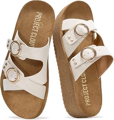 Project Cloud Platform Sandals Women - Eco-Crafted Leather Womens Summer Shoes with Lightweight Adjustable Buckle and Non-Slip Outsole Summer Sandals for Women 2026 on Amazon.ae - Price Tracker