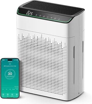 MORENTO Air Purifiers for Home Large Room Up to 1690 ft² with PM 2.5 Air Quality Monitor, Wi-Fi and Alexa compatible, HEPA Auto Mode Double-sided Air Inlet for Smoke and Odor, 23db, MR5866, White on Amazon.ae - Price Tracker