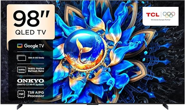 TCL 98 Inch 4K Premium QLED Google Smart TV, 144Hz Refresh Rate, HDR High Brightness, 93% DCI-P3, AiPQ Pro, Game Master, Slim & Uni-body Design (2026 Model) 98T8C على Amazon.ae - متتبع الأسعار