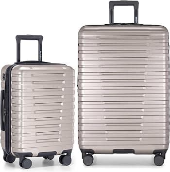 U.S. Traveler Boren Expandable Hardside Rugged Travel Luggage with 8 Spinner Wheels, Champagne, 2-Piece Set, USB Port in Carry-On, Boren Expandable Hardside Rugged Travel Luggage With 8 Spinner Wheels على Amazon.ae - متتبع الأسعار