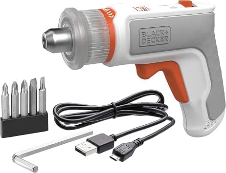 BLACK+DECKER Cordless Universal HEXDRIVER, 3.6V Li-Ion, Furniture Assembly Tool Kit, Patented Chuck, Ergonomic, LED Charge Indicator, Dual-Direction Functionality, Orange/White - BCRTA01-B5 على Amazon.ae - متتبع الأسعار