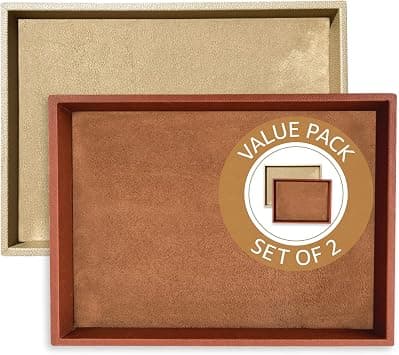 LEART Valet Tray for Men & Women – Leather Tray Organizer | Bedside, Nightstand, Office Desk Organizer Tray | Catchall Tray (Deal Pack of 2 - Cream & Brown) on Amazon.ae - Price Tracker