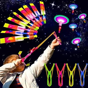 LED Light Flying Toy Set - 12 Pieces Propeller Slingshot Helicopter for Outdoor Games, Children's Birthday Parties on Amazon - Best Deal Finder