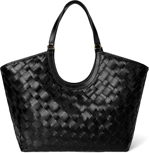 Large Woven Tote Bag for Women, Braided Shoulder Bag Designer Tote Purse Top-Handle Handbag Vegan Leather Under Arm Bag on Amazon.ae - Price Tracker