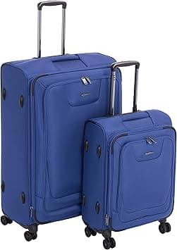 Amazon Basics 2 Piece Expandable Softside Spinner Luggage Suitcase With TSA Lock And Wheels Set - Blue on Amazon.ae - Price Tracker