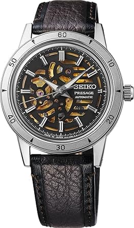 Seiko SSA461 Watch for Men - Presage Collection - Stainless Steel Case, Leather Strap, Elegant Design, Precision Timekeeping, Gold and Black on Amazon.ae - Price Tracker