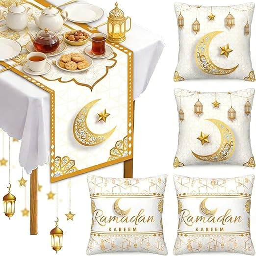 Yoawllty Ramadan Decorations, 5pcs RamadanTable Decorations with Ramadan Table Runner and 4 Pcs Decorative Pillow Covers(White) on Amazon.ae - Price Tracker