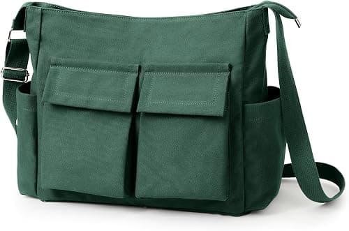 KALIDI Canvas Tote Bag, Messenger Bag with Pockets with zipper Large Shoulder Hobo Crossbody Bag for Women Men College Work Travel Casual on Amazon.ae - Price Tracker