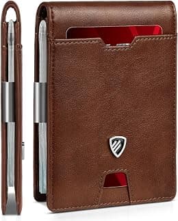 RUNBOX Top Layer Genuine Cowhide Leather Wallet for Men Slim Mens Wallet-Money Clip RFID Wallet-Gift Box, 1. - Best Deal Finder