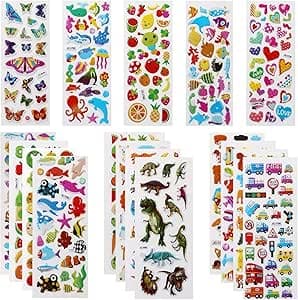 Mumoo Bear 3D Stickers for Kids, 22 Variety Sheets Puffy Stickers, 500+ Children Sticker for Party Rewarding Gifts Scrapbooking Including Animals Dinosaurs Numbers Fruits Trucks Butterfly and More on Amazon.ae - Price Tracker