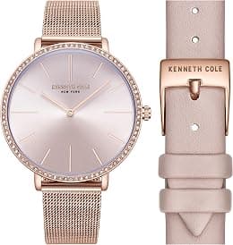 Kenneth Cole New York Women's 38mm Rose Gold Dial Pink Leather Strap Analog Watch - Best Deal Finder