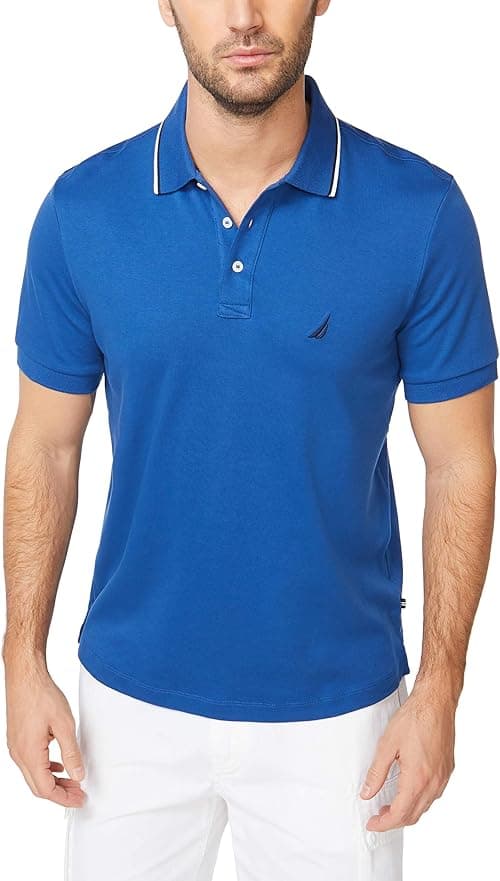Nautica mens Classic Fit Short Sleeve Solid Tipped Collar Soft Polo Shirt Polo Shirt on Amazon.ae - Price Tracker