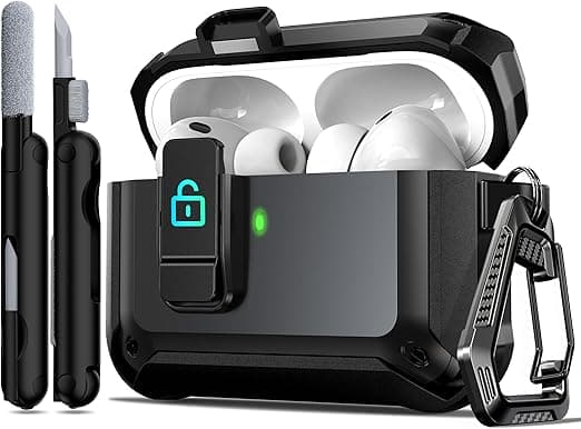 R-fun for AirPods Pro 3 Case (2025) Cover with Cleaning Kit, Military-Grade Heavy-Duty Drop-Resistant with Auto Pop-Up Lid for AirPods Pro 3rd Generation 2025 USB-C Charging Case, Black on Amazon.ae - Price Tracker
