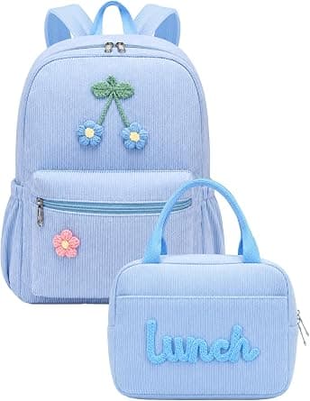 Dansydaisy Corduroy School Backpack Set Preppy Book Backpack and Lunch Bag with Crochet Flower for Girl Back to School Gift on Amazon.ae - Price Tracker