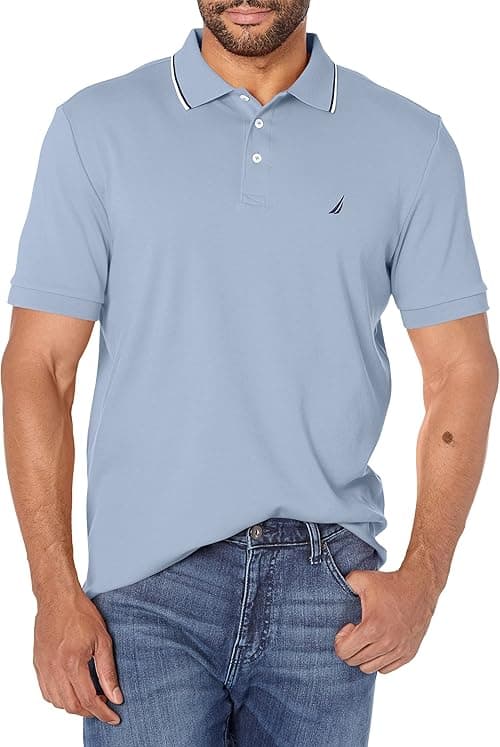 Nautica mens Classic Fit Short Sleeve Solid Tipped Collar Soft Polo Shirt Polo Shirt on Amazon.ae - Price Tracker