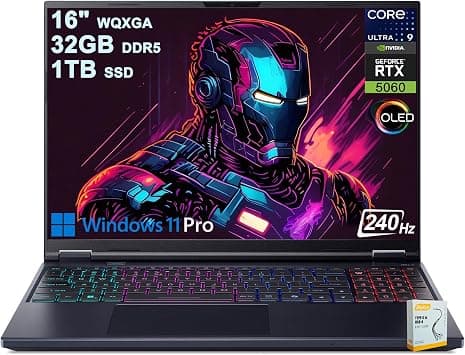 Acer Predator Helios Neo 16S AI Gaming Laptop | 16" 2560x1600 OLED 240Hz G-SYNC | Intel 24-core Ultra 9 275HX | 32GB DDR5 1TB SSD | GeForce RTX 5060 (Up to 572 AI Tops) Win11Pro w/DLCA Accessory on Amazon.ae - Price Tracker