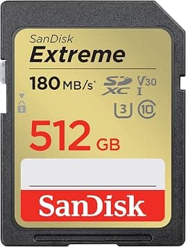سانديسك بطاقة ذاكرة اكستريم اس دي اكس سي بسعة 512GB، بطاقة SD حتى 180 ميجابايت/ثانية، بطاقة ذاكرة V30، UHS-I، كلاس، 10، U3، V30، برنامج ريسكيو برو ديلوكس لاستعادة البيانات. - دليلك لأفضل العروض