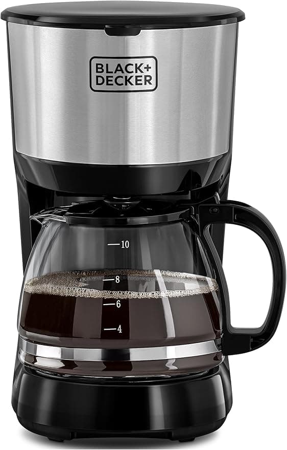 Black+Decker 750W 10 Cup Coffee Maker/Coffee Machine With Glass Carafe For Drip Coffee, Silver/Black - Dcm750S-B5, 2 Years Warranty on Amazon.ae - Price Tracker