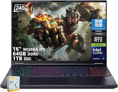acer Predator Helios Neo 16 AI Gaming Laptop | 16" WQXGA IPS 240Hz | Intel Core Ultra 9 275HX | 64GB DDR5 1TB SSD | GeForce RTX 5070 Ti (Up to 992 AI Tops) | RGB Backlit Win11 Pro w/DLCA Accessory on Amazon.ae - Price Tracker
