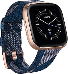 Fitbit FB507RGNV Versa 2 SE (NFC) Smartwatch - Navy & Pink Woven Band/Copper Rose Aluminium Case - Best Deal Finder