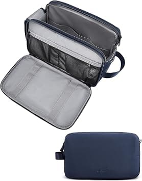 BAGSMART Toiletry Bag for Men, Travel Toiletry Organizer Dopp Kit Water-resistant Shaving Bag for Toiletries Accessories, Door Room Essentials, Navy Blue, Large, Minimalist on Amazon - Best Deal Finder