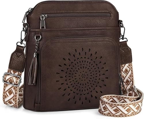 RAINSMORE Crossbody Bags for Women Leather Purse with Built in Wallet & Wide Straps Travel Cross Body Shoulder Handbags on Amazon.ae - Price Tracker