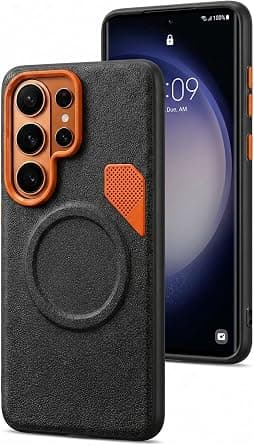 Next Store Magnetic Case for Samsung Galaxy S25 Ultra 6.9 inch, made of premium textured leather, with a sporty, shock-resistant design and a prominent camera frame. (Black) on Amazon.ae - Price Tracker
