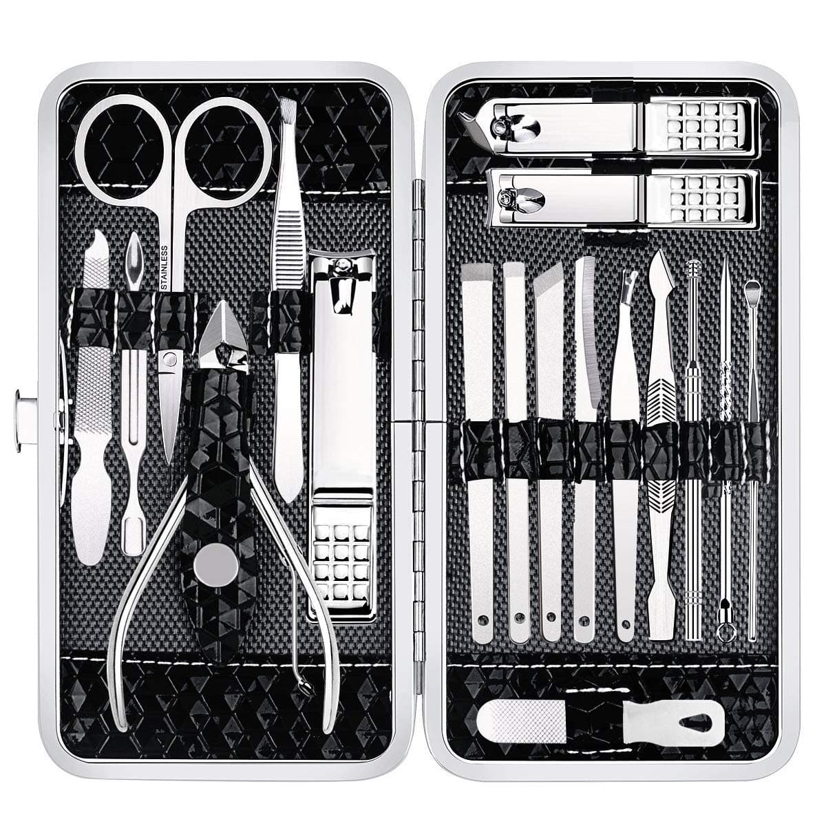 Nail Clippers Set Fingernail and Toenail Clipper Cutters, Manicure Pedicure Kit 18 Pieces Stainless Steel Professional Grooming Kits, Nail Care Tools with Luxurious Travel Case on Amazon.ae - Price Tracker