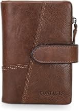 Contacts Mens Genuine Leather Bifold Trifold Card Holder Zip Coin Purse Wallet Brown - Best Deal Finder