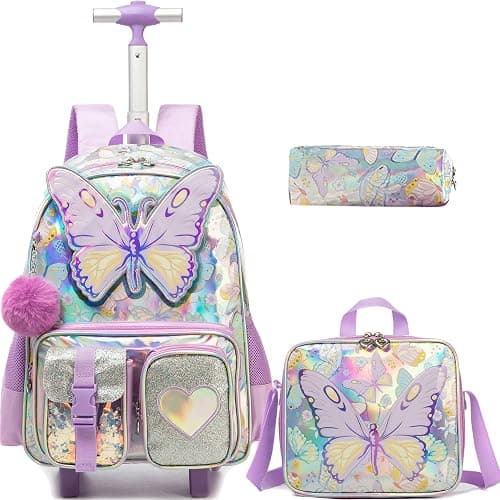 Meetbelify Multi Pocket Rolling Backpack for Girls Backpack with Wheels for Elementary Student on Amazon.ae - Price Tracker