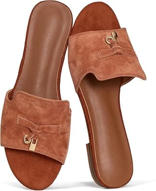 Project Cloud 100% Genuine Leather Sandals Women Dressy - Non-Slip Womens Sandals with Memory Foam Insole Slides for Women Footwear - Lightweight Flat Sandals for Women 2026 (Cannes) on Amazon.ae - Price Tracker
