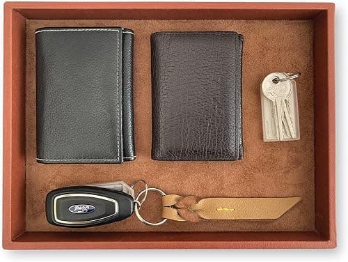 LEART Valet Tray Organizer – Leather Tray for Men & Women | Bedside, Nightstand, Office Desk Organizer | Catchall Tray (Brown) on Amazon.ae - Price Tracker