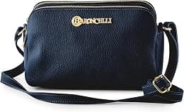Baroncelli Crossbody Bag Made in Italy with Long Stripe Genuine Italian Soft Leather - Best Deal Finder