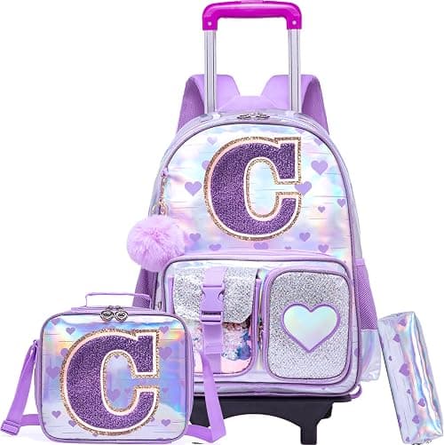 Rolling Backpack for Girls Kids Backpack with Wheels Backpacks for Elementary with Lunch Box Trolley Luggage على Amazon.ae - متتبع الأسعار