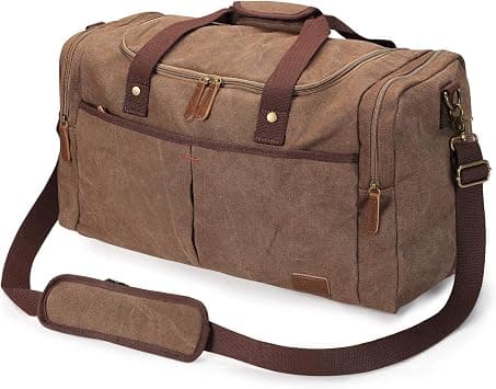 S-ZONE 65L Large Canvas Travel Duffel Bag Weekend Overnight Bag with Shoes Compartment Holdall Gym Bag with Multi-Pockets for Men and Women on Amazon.ae - Price Tracker