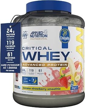 Applied Nutrition Critical Whey Protein Powder – 24g Protein per Serving, High Protein Powder, Protein with BCAAs & Glutamine – Muscle Growth & Recovery (2Kg - 61 Servings)(Chiquita Banana Strawberry) on Amazon.ae - Price Tracker