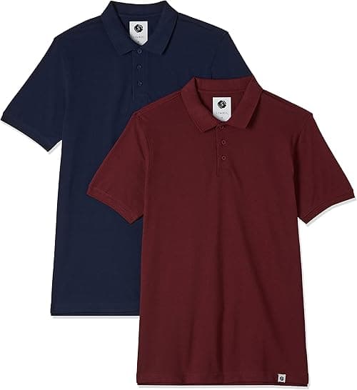 Amazon Brand - Symbol Men's Solid Regular Fit Half Sleeve Polo (Combo Pack of 2) on Amazon.ae - Price Tracker