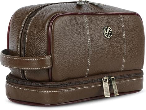 Hammonds Flycatcher Genuine Leather Shaving Bag for Men-Leather Dopp Kit|Toiletry Bag|Travel Toiletry Bag-Hygiene & Grooming Kit Organizer-Cruelty-Free Leather and Hand Stitched Vanity Case.TC4003 on Amazon - Best Deal Finder
