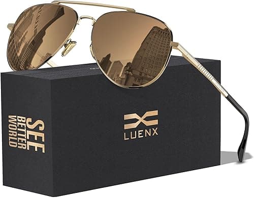 LUENX Aviator Sunglasses for Women Men Polarized Lens with Accessories - UV 400 Protection 60MM on Amazon.ae - Price Tracker