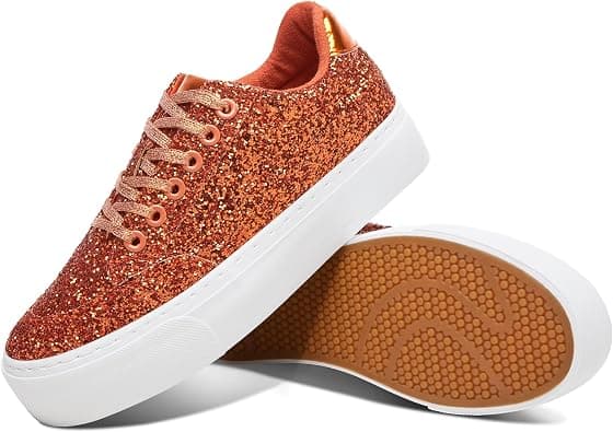 Jeekopeg Glitter Platform Sneakers Women Casual Sequin Sparkly Shoes Bling Thick Sole Walking Shoes Shiny Sequin Wedding Sneakers for Lady على Amazon.ae - متتبع الأسعار