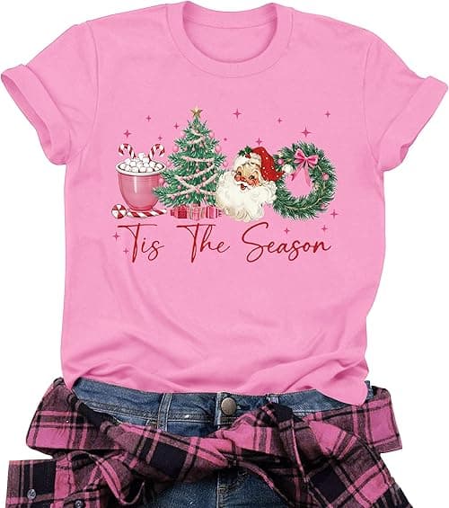 Christmas Shirts for Women Funny Merry Xmas Holiday Short Sleeve Tee Tops on Amazon.ae - Price Tracker
