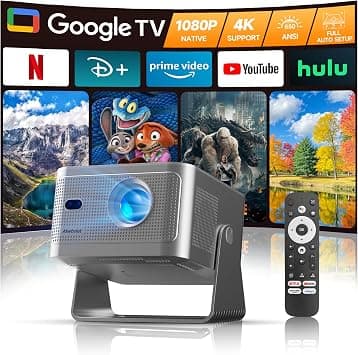 Alwtniet Projector 4K with Google TV, Native Full HD 1080p Mini Projector Home Cinema Bluetooth WiFi Small Smart Short Distance Projector Auto Focus / 6D Keystone Correction for Outdoor Mobile Phone على Amazon.ae - متتبع الأسعار
