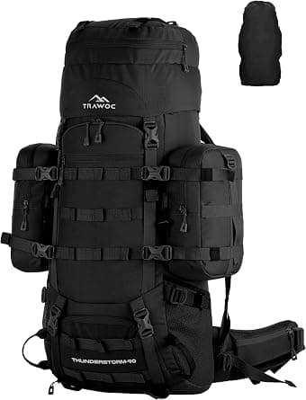 TRAWOC THUNDERSTORM 90L Internal Frame Rucksack for Men & Women Travel Backpack with Detachable Daypack/Camping Hiking Trekking Bag BHK008Max على Amazon.ae - متتبع الأسعار