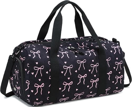 Gym Bag Sports Duffle Bag with Wet Pocket Weekender Overnight Bags with Waterproof Shoe Pouch and Air Hole for Girls Kids Women Workout Travel Bags, Bow Tie Black, 18.1 * 8.7 * 9.1 inches, Gym Bag on Amazon.ae - Price Tracker