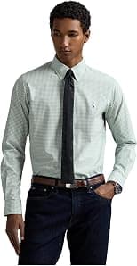 POLO RALPH LAUREN mens Classic Fit Gingham Stretch Poplin Shirt Classic Fit Gingham Stretch Poplin Shirt - Best Deal Finder