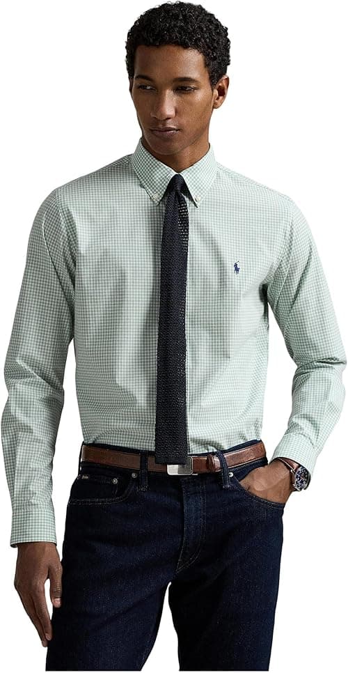 POLO RALPH LAUREN mens Classic Fit Gingham Stretch Poplin Shirt Classic Fit Gingham Stretch Poplin Shirt on Amazon.ae - Price Tracker