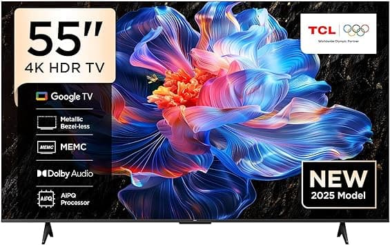 TCL 55-Inch P6K LED 4K UHD HDR Smart TV |Google TV, 60Hz, HDR 10, AiPQ Processor, Dolby Audio, MEMC, HDMI 2.1, Bluetooth 5.2, WiFi 5, Bezel-less Design, (55P6K - 2025 Model) on Amazon.ae - Price Tracker
